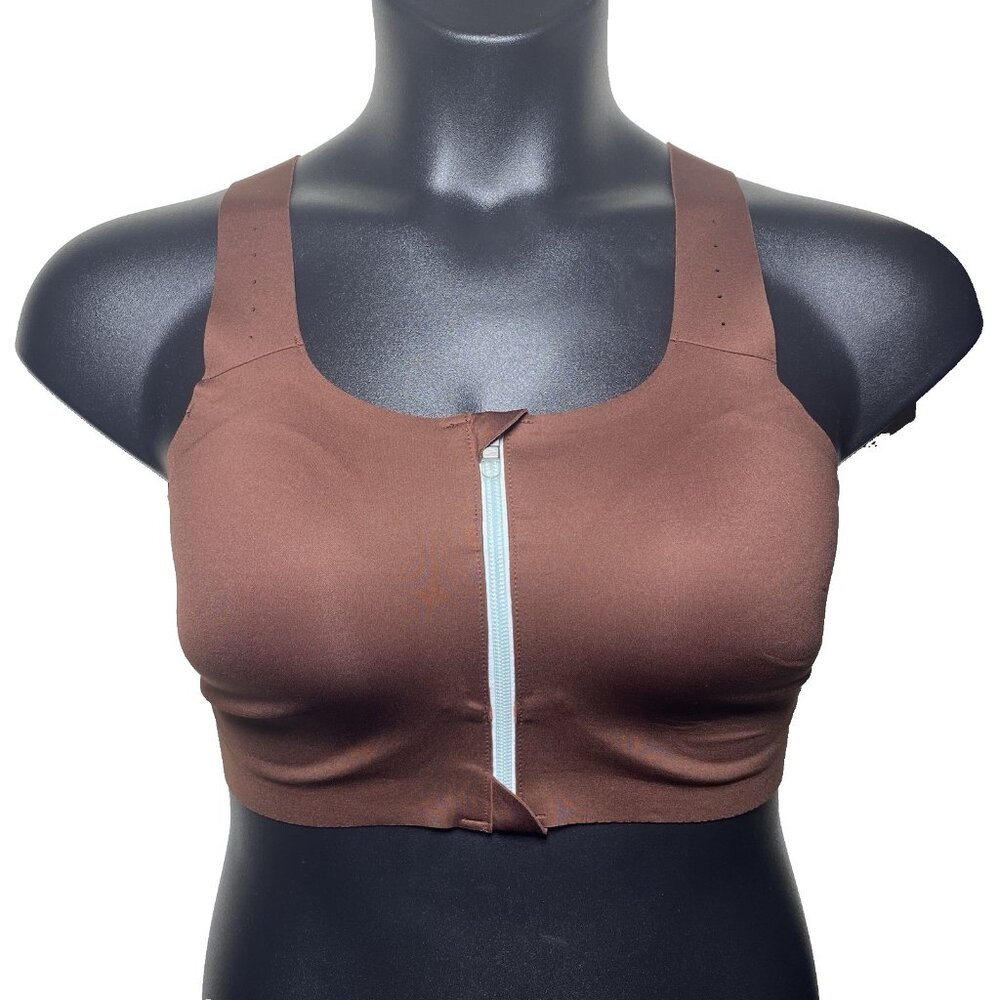Brooks 30CD Dare Zip Front Run 2.0 Run Raisin Ice Blue Copper Molded Sports Bra